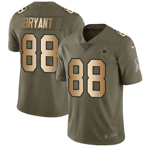 Nike Cowboys #88 Dez Bryant Olive/Gold Men's Stitched NFL Limited Salute To Service Jersey